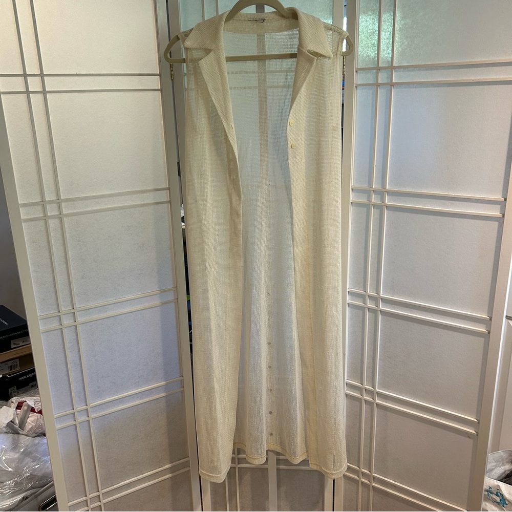 Vintage Made in Italy Cream Sheer Mesh Maxi Vest